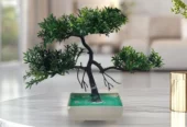 Artificial green bonsai tree