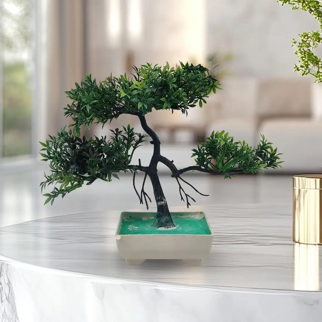 Artificial green bonsai tree