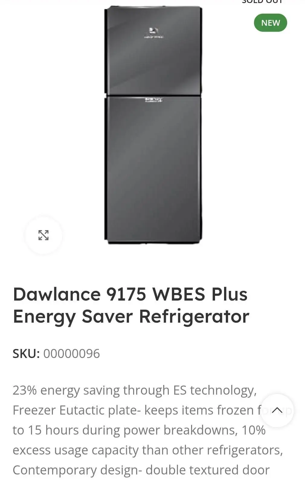 Dawlance Energy SAVER Refrigerator WBES9175