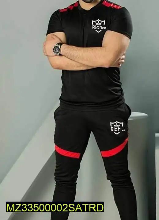 2 PC men’s stitched polyester printed track suite