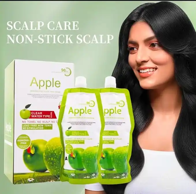 500*2 ML Apple Ammonia-Free Black Hair Cream, No-Toxic, No Stimulation, Natural BlackHair
