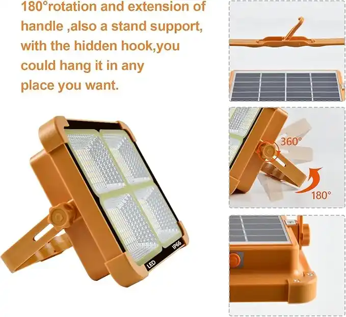Portable LED Work Solar Light 100W 16500mAh 10000 LM with Stepless Brightness Job Site