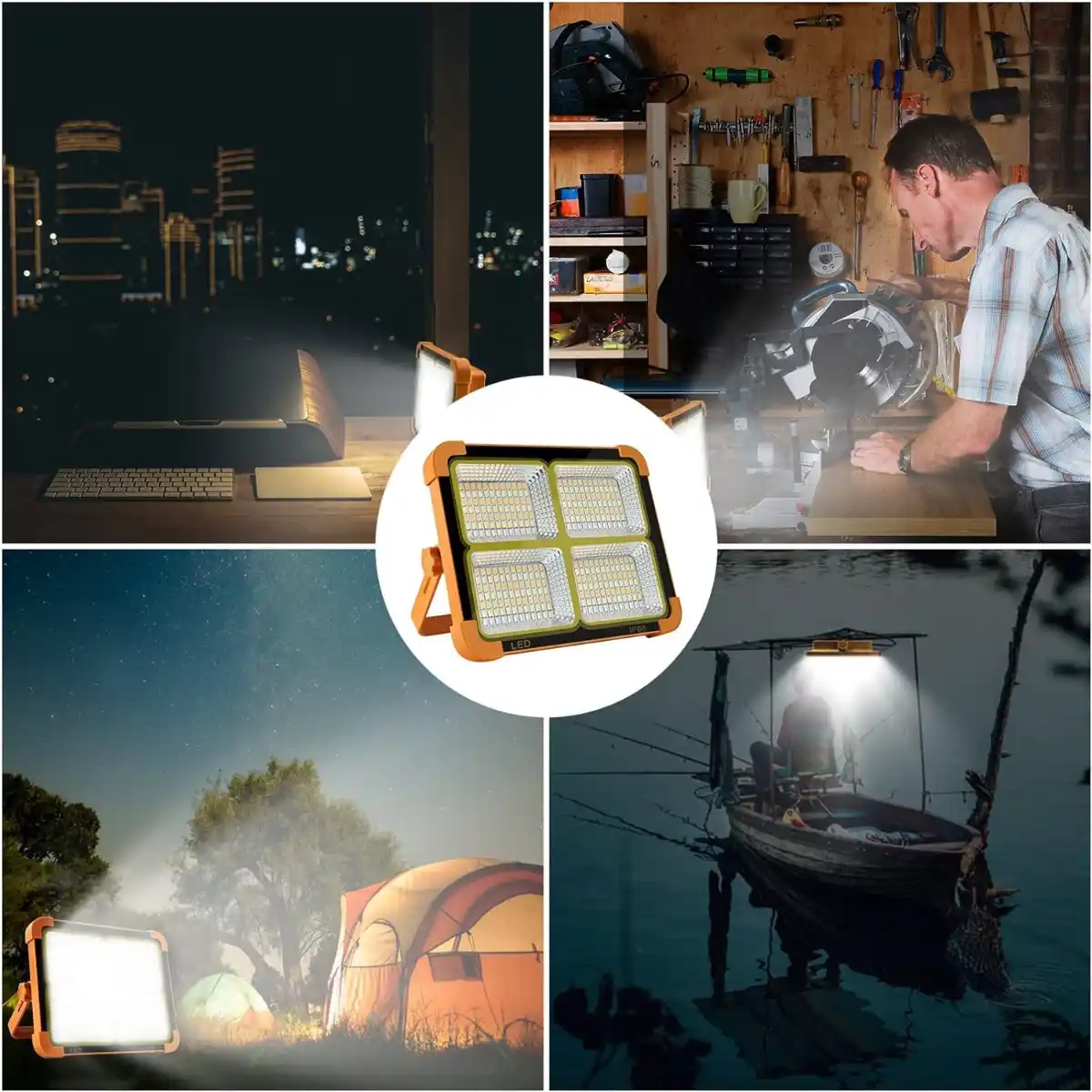 Portable LED Work Solar Light 100W 16500mAh 10000 LM with Stepless Brightness Job Site