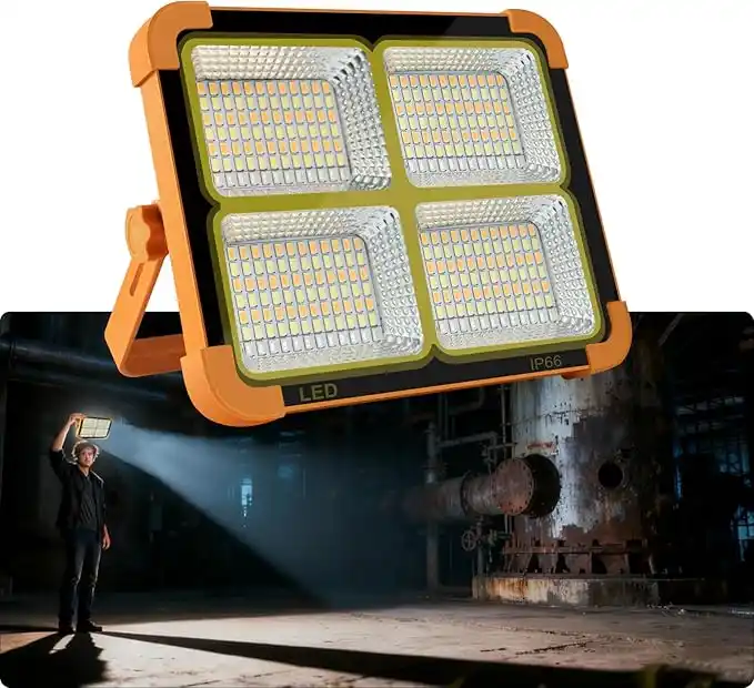 Portable LED Work Solar Light 100W 16500mAh 10000 LM with Stepless Brightness Job Site