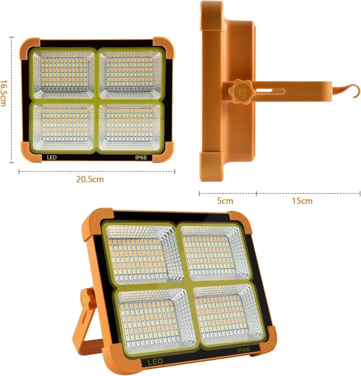 Portable LED Work Solar Light 100W 16500mAh 10000 LM with Stepless Brightness Job Site