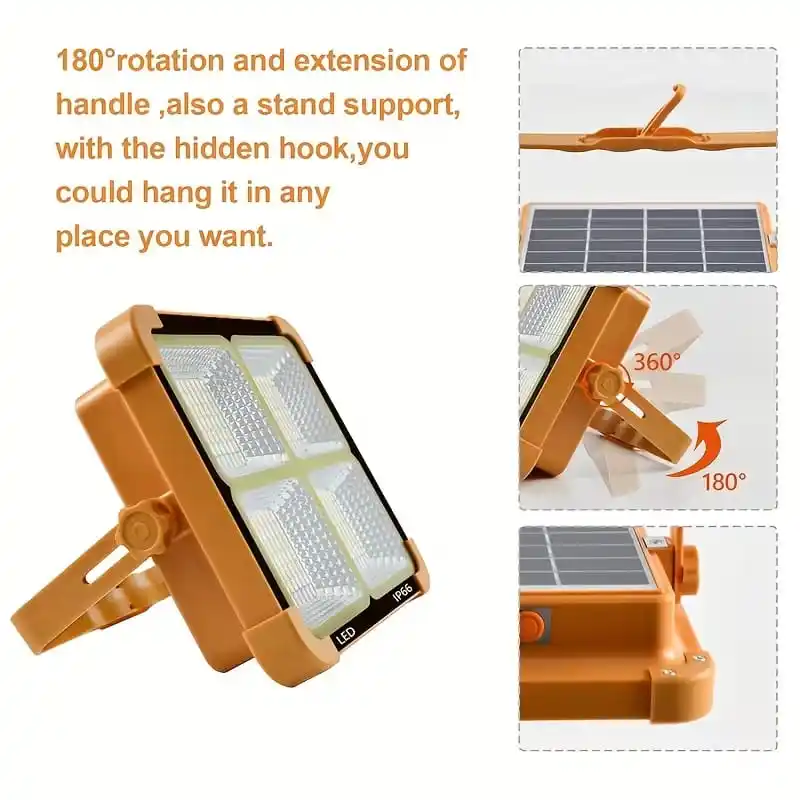 Portable LED Work Solar Light 100W 16500mAh 10000 LM with Stepless Brightness Job Site