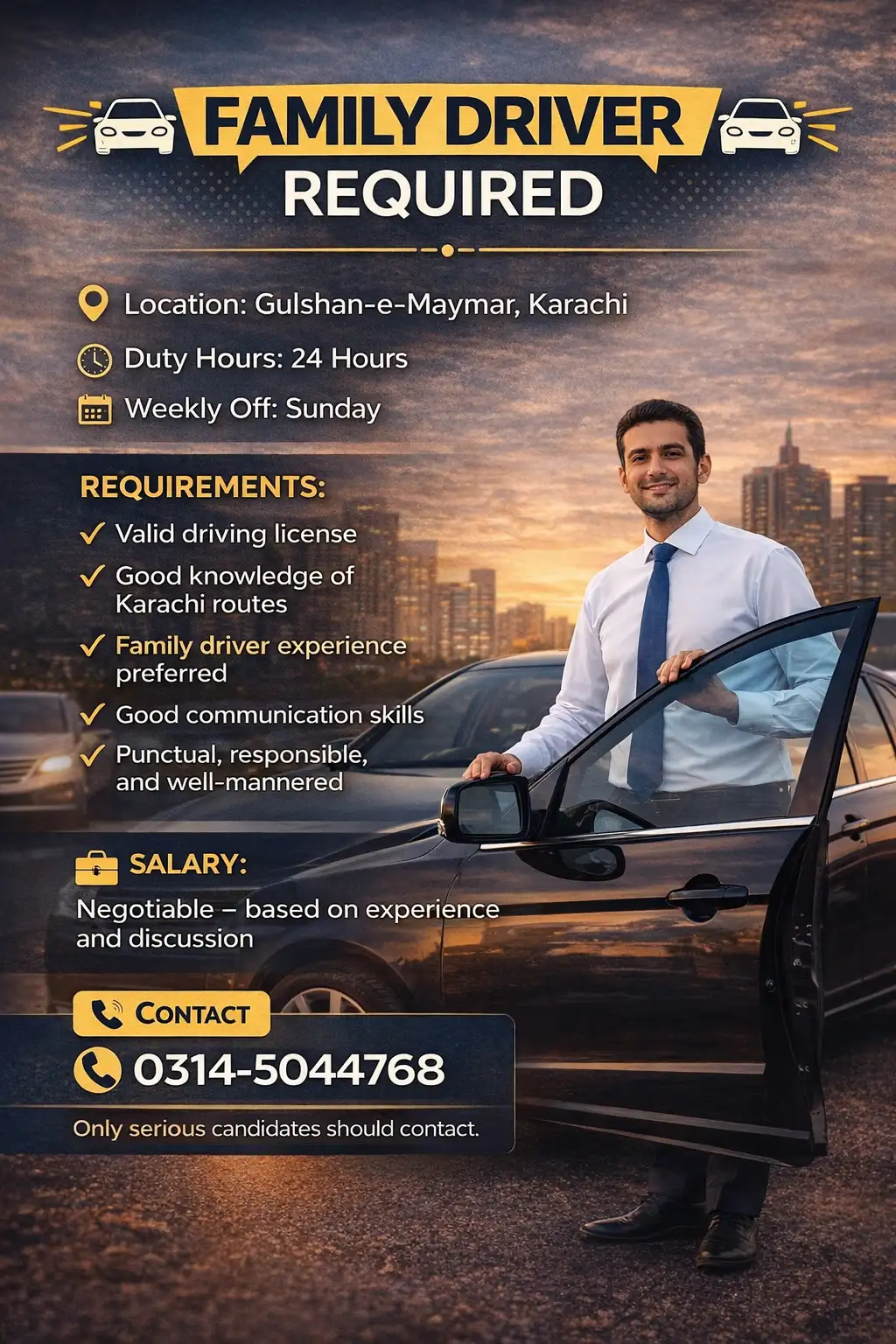 Driver Required for family