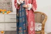 Peach embroidered 3pcs women Lawn suit