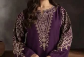 Purple Embroidered 2-piece women’ suit Lawn cotton