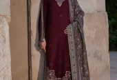 Maroon Embroidered 3pcs women Lawn suit