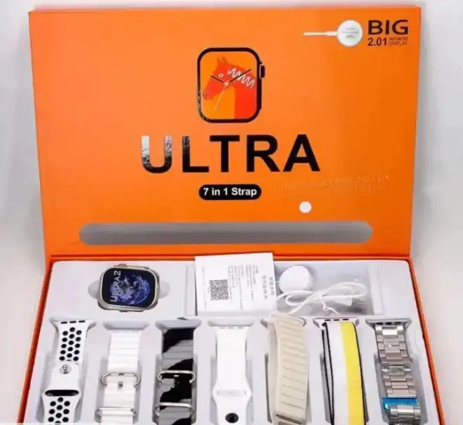 Ultra Smart Watch with 7 Color Straps Rechargeable