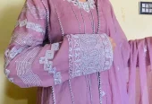 Embroidered Eid wear in olive green and pink colour
