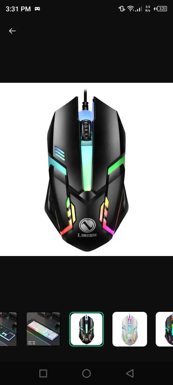 Gaming mouse and keyboard set with RGB lights