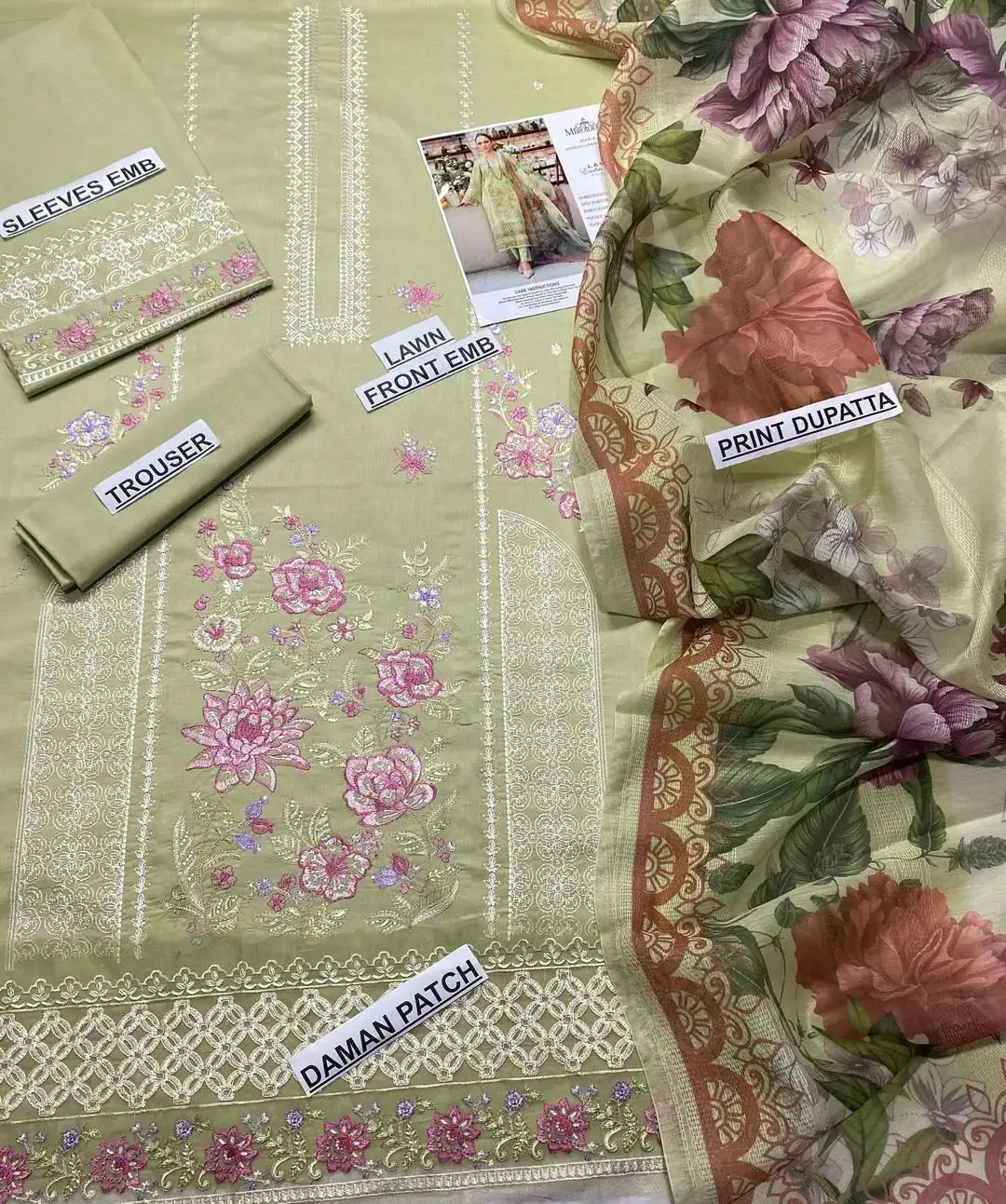 3pc Unstiched Embroidered Lawn Suit – Very heavy article