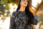 Black printed shamoz silk 2pcs women set Medium..