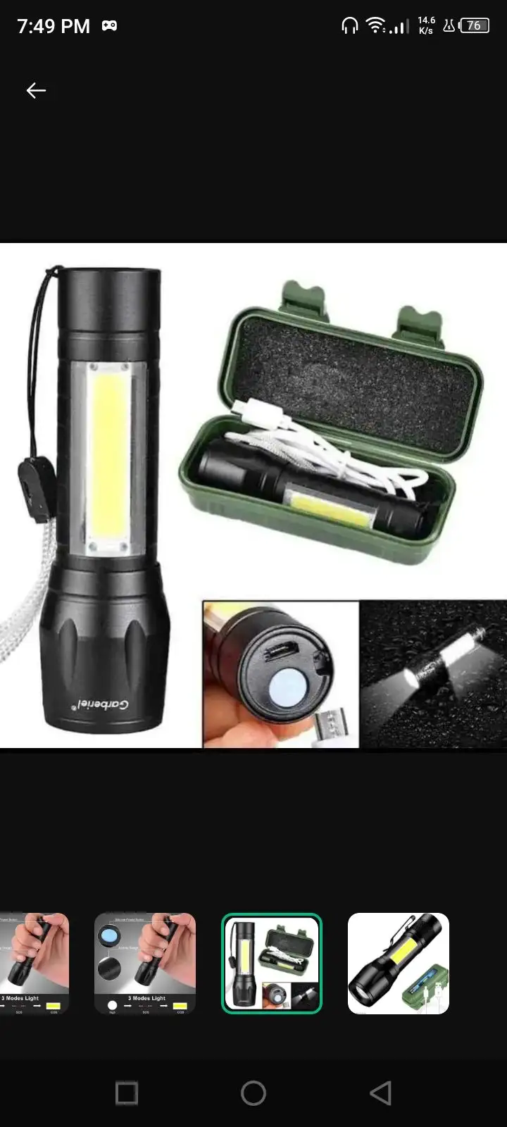 Rechargeable metal body torch waterproof
