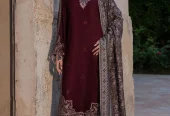 Maroon Embroidered 3pcs women Lawn suit