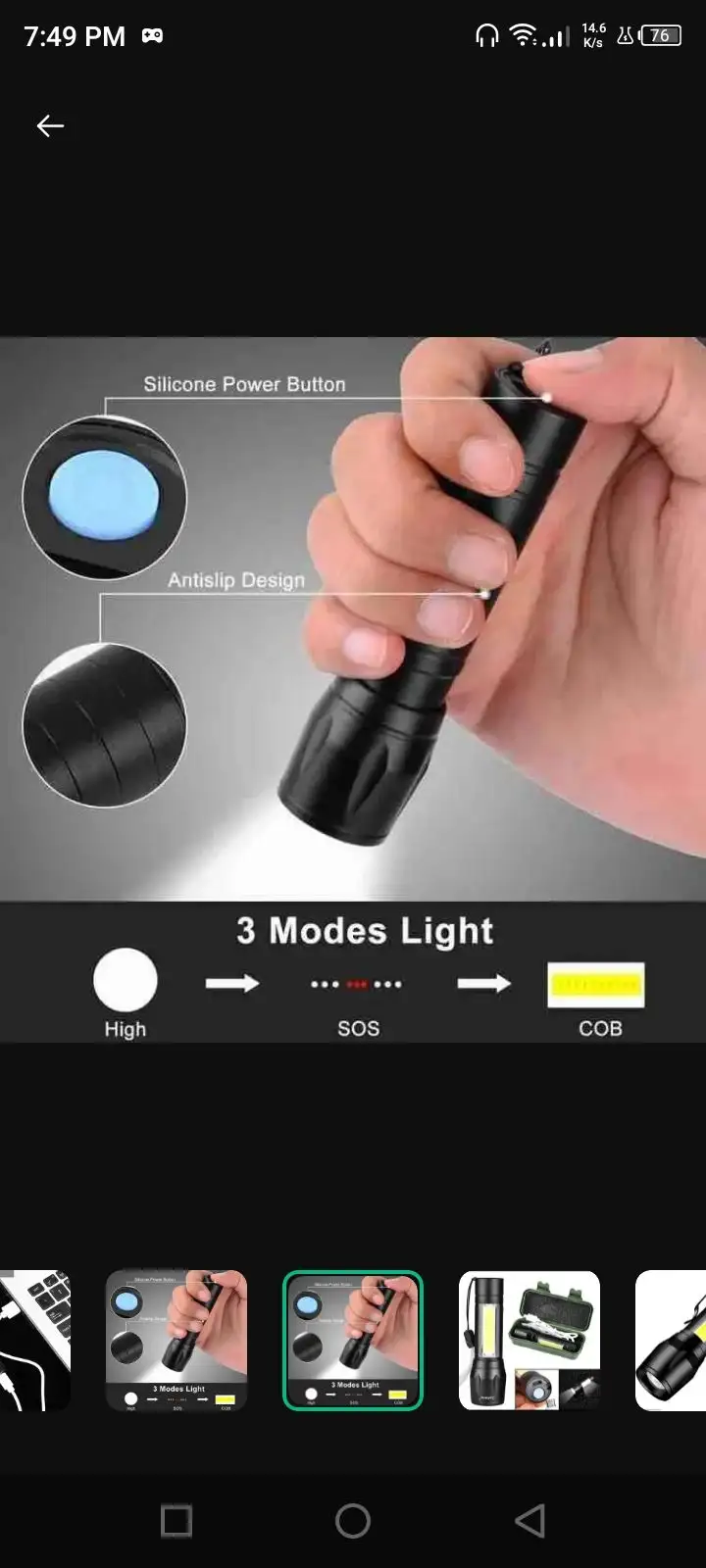 Rechargeable metal body torch waterproof