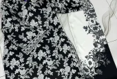 Black printed shamoz silk 2pcs women set Medium..