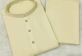 2 Pcs Men’s Stitched Wash And Wear Plain Kurta Pajama