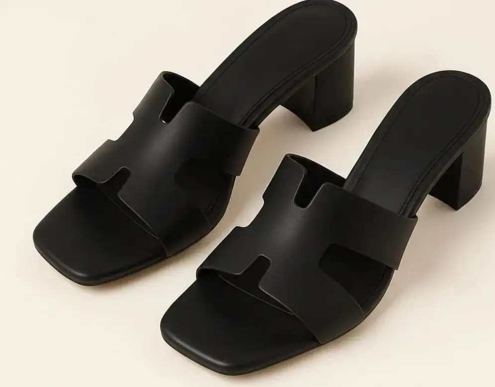 Women’ Black Rexine Heels Size 6-11Casual.