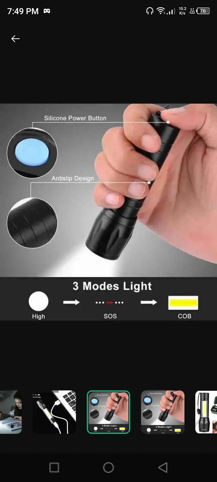 Rechargeable metal body torch waterproof