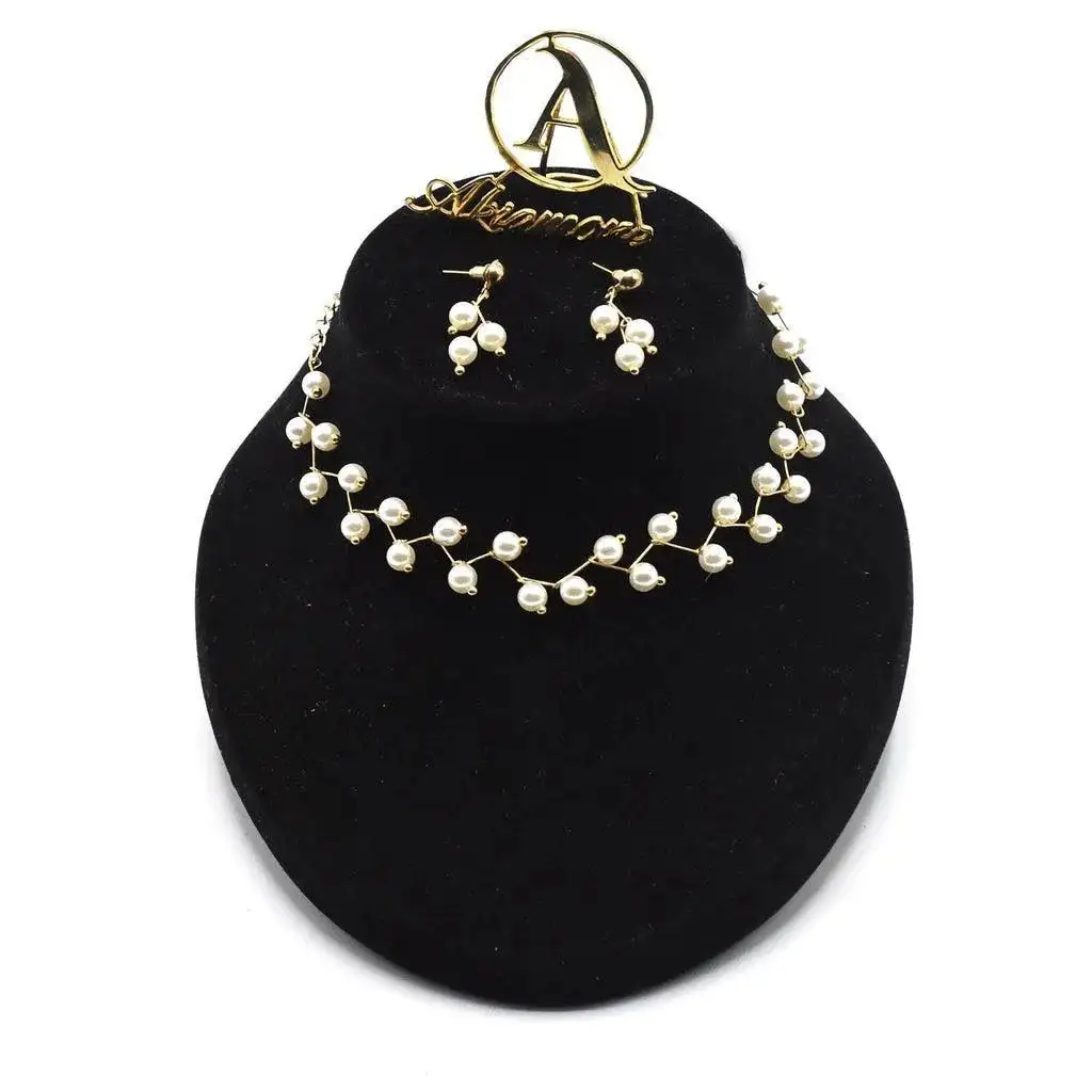 Pearl necklace earing set,FD