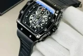 *: Men’s Black Square Skeleton Watch Imported Quality
