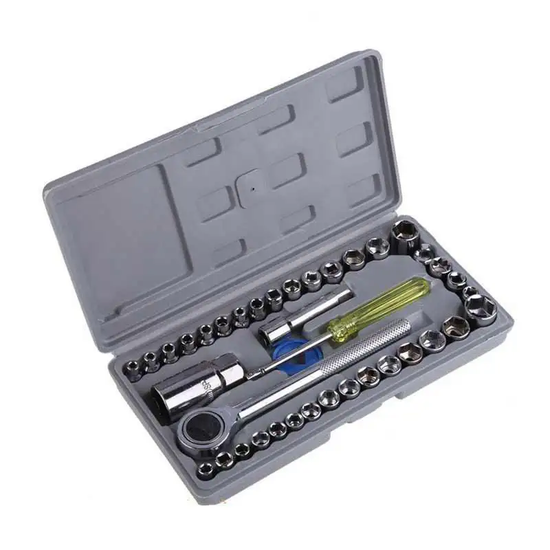 40pcs stainless steel socket wrench set 1/4″ 3/8″