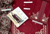 Maroon Embroidered 3pcs women Lawn suit