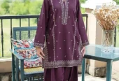 Purple embroidered Lawn suit for women Wedding party Wear