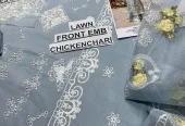 3pcs Grey Chikankari Lawn suit for Eid party wear