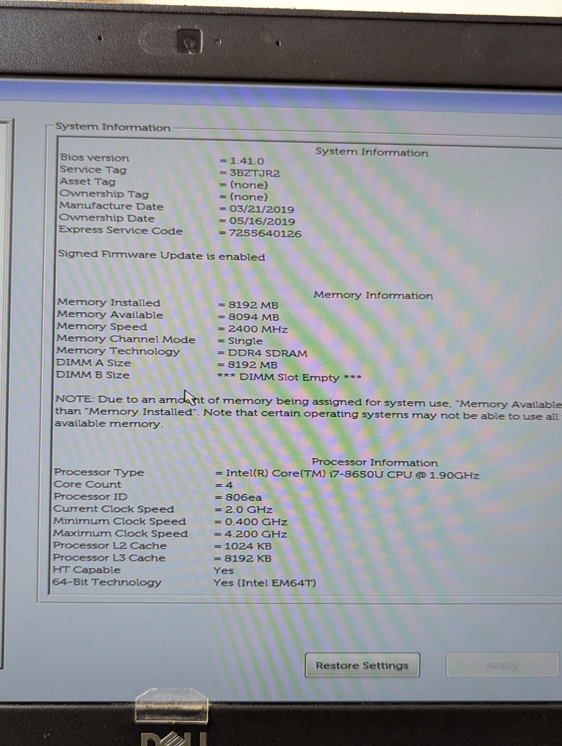 Dell Latitude 5490 Core i7 8th Gen | 8GB RAM | 256GB NVMe SSD | Backlit