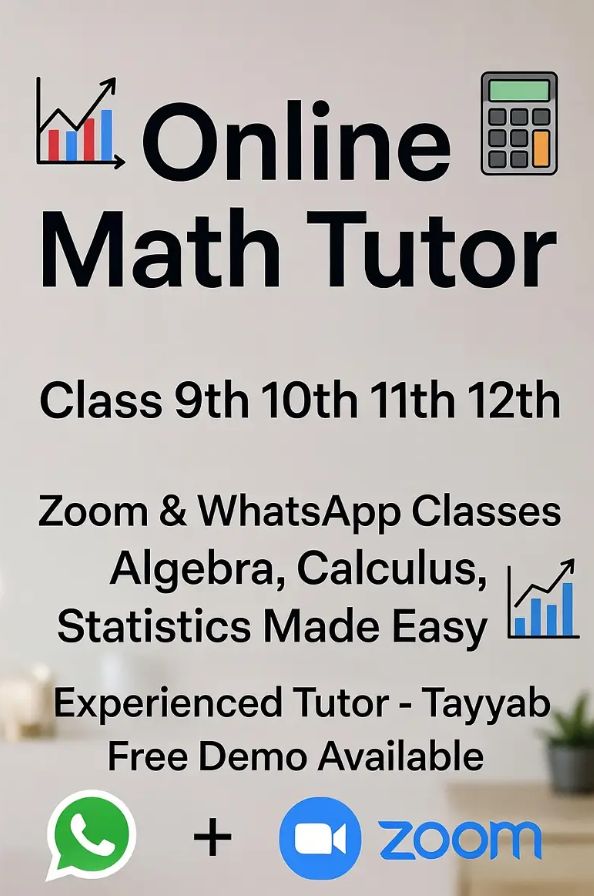 Online Math Tutor for 9th to 12th | Zoom + WhatsApp Classes