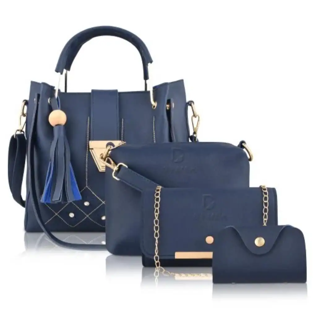 *Product Name*: Blue PU Leather 4-Piece Handbag Set for Women