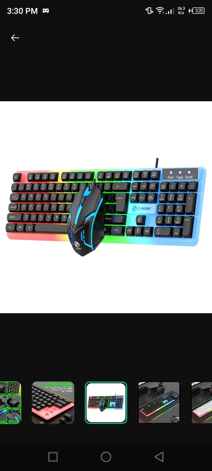 Gaming mouse and keyboard set with RGB lights