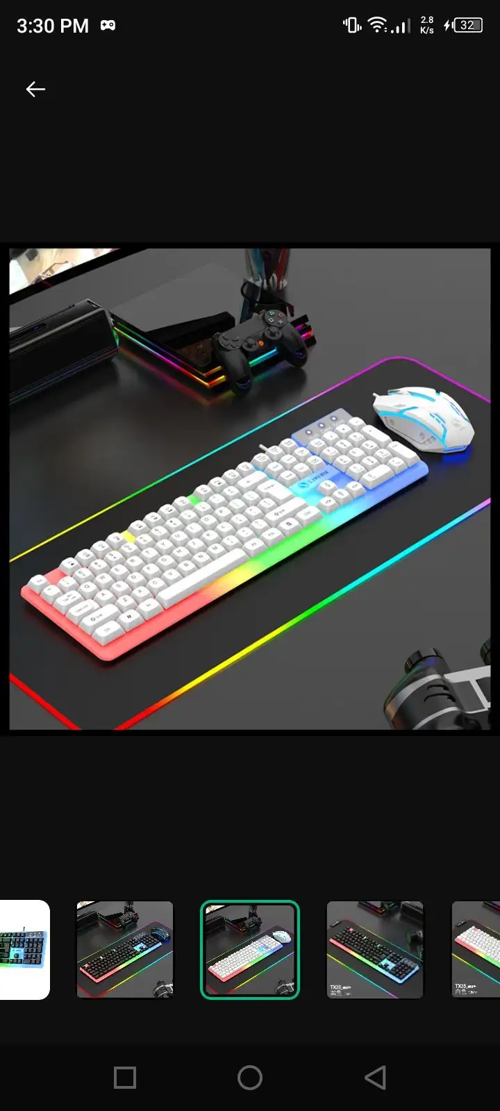 Gaming mouse and keyboard set with RGB lights