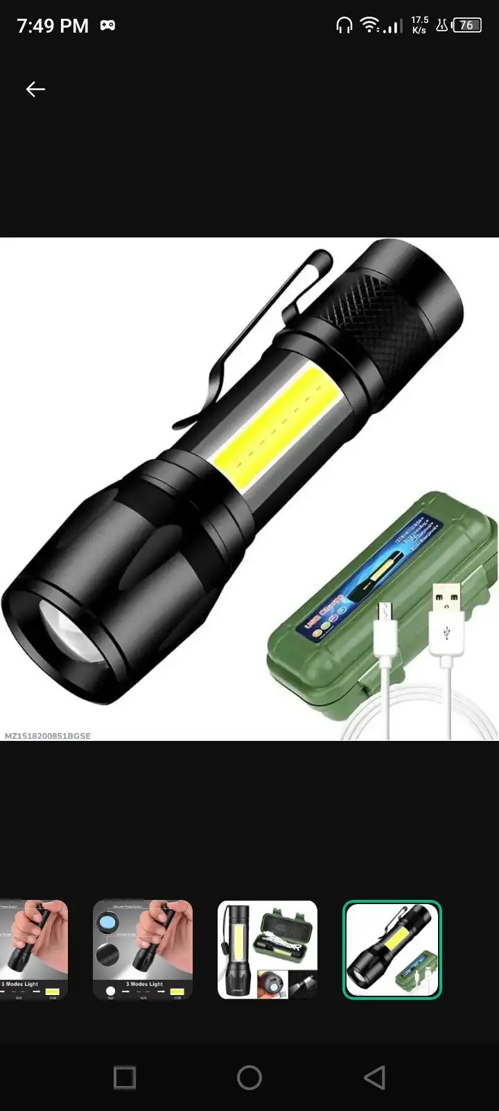 Rechargeable metal body torch waterproof