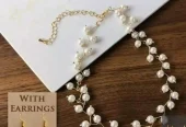 Pearl necklace earing set,FD