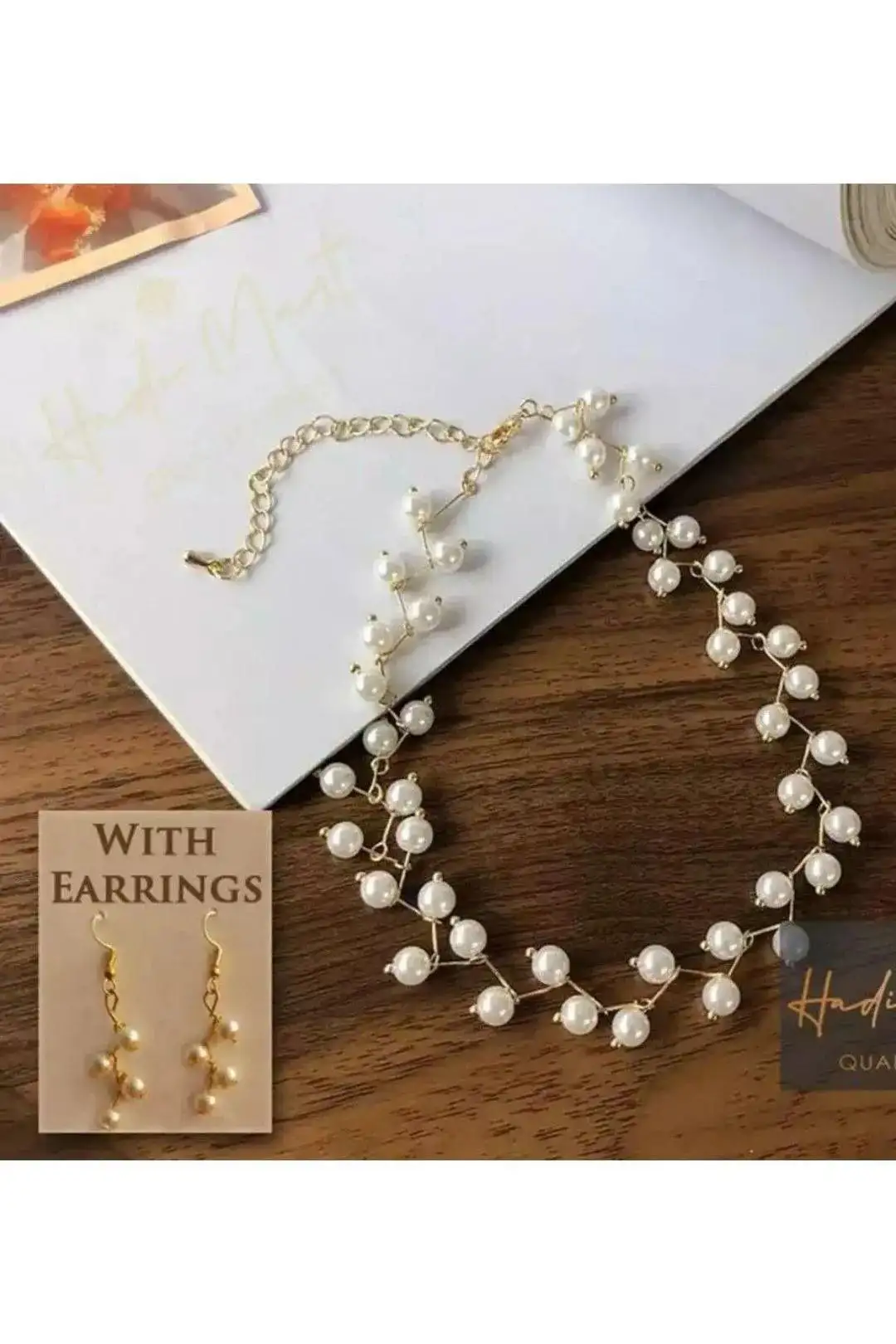 Pearl necklace earing set,FD