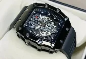 *: Men’s Black Square Skeleton Watch Imported Quality