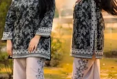 Black printed shamoz silk 2pcs women set Medium..