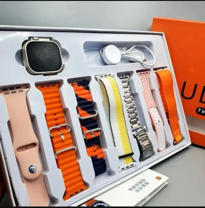 Ultra Smart Watch with 7 Color Straps Rechargeable