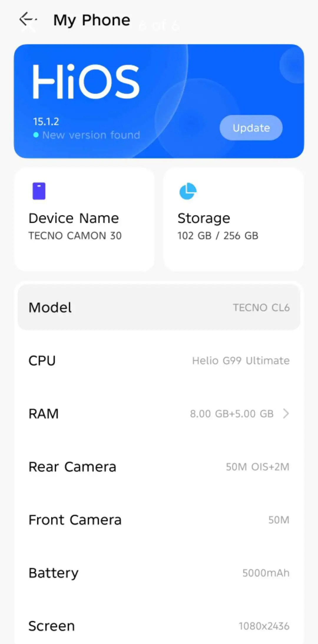 Tecno camon 30 8+8 256 GB