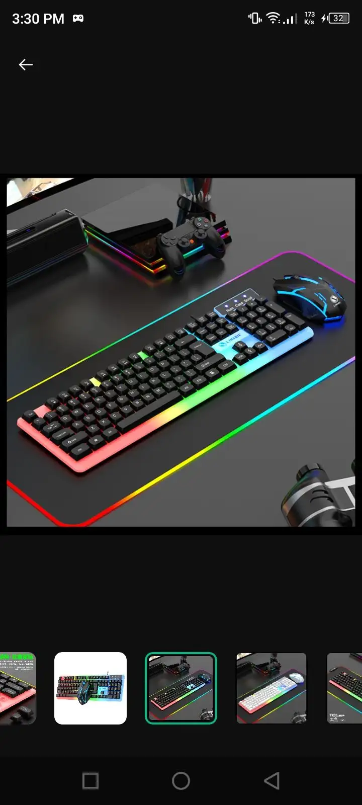 Gaming mouse and keyboard set with RGB lights