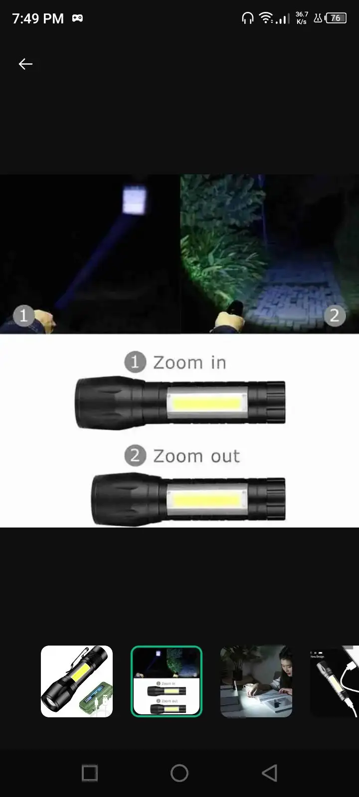 Rechargeable metal body torch waterproof