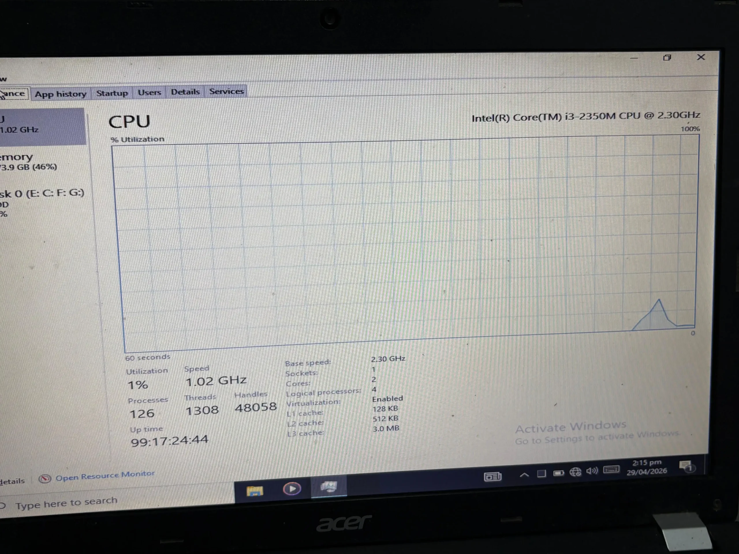 Acer Intel Core i3 Gen 2 4GB RAM 256GB ROM