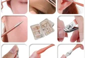 Beige Travel Manicure kit with 12 tools.