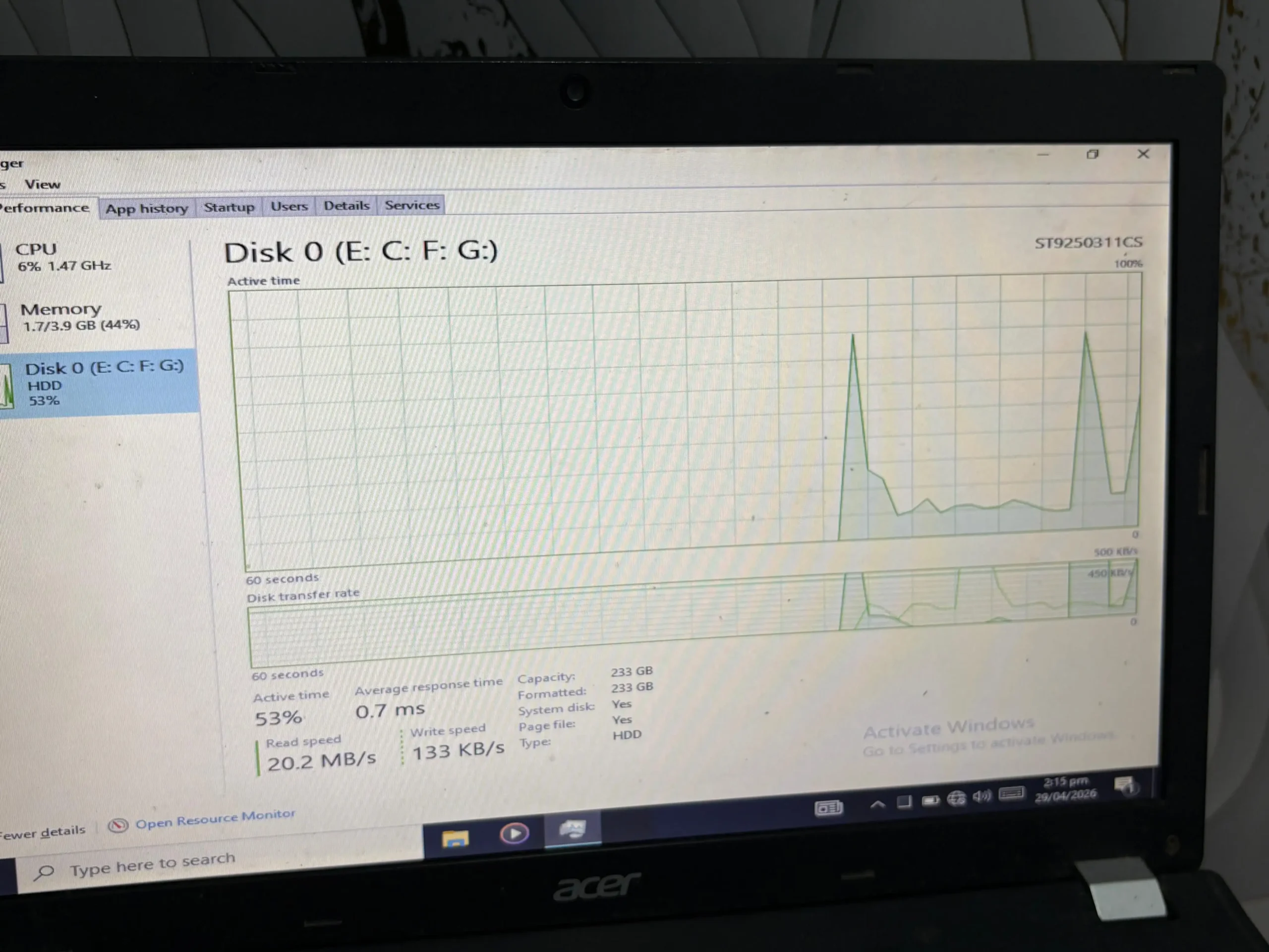 Acer Intel Core i3 Gen 2 4GB RAM 256GB ROM