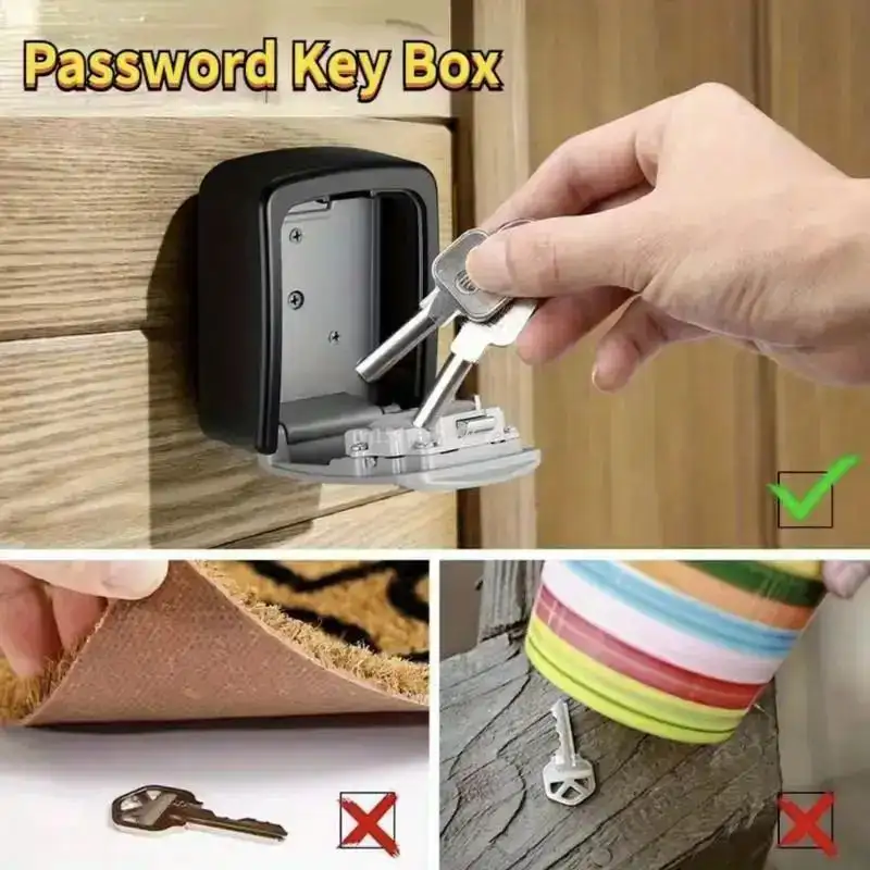 Heavy-Duty Alloy Combination Lock Box with 4-Digit Resettable Code, Weatherproof Key Safe